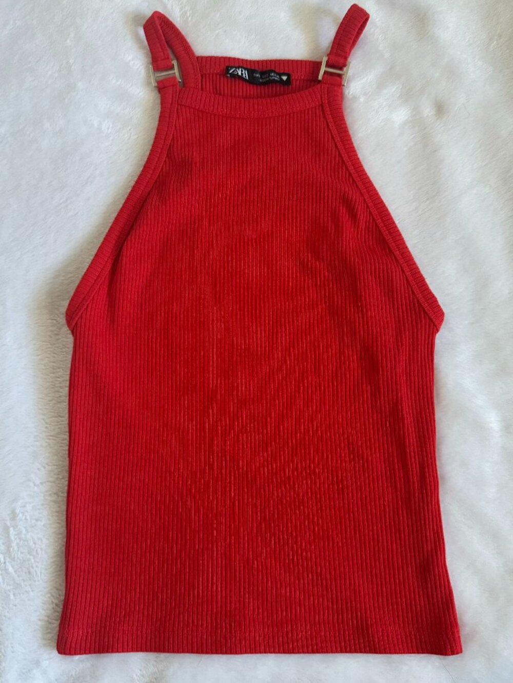 Zara Red High Neck Tank Top